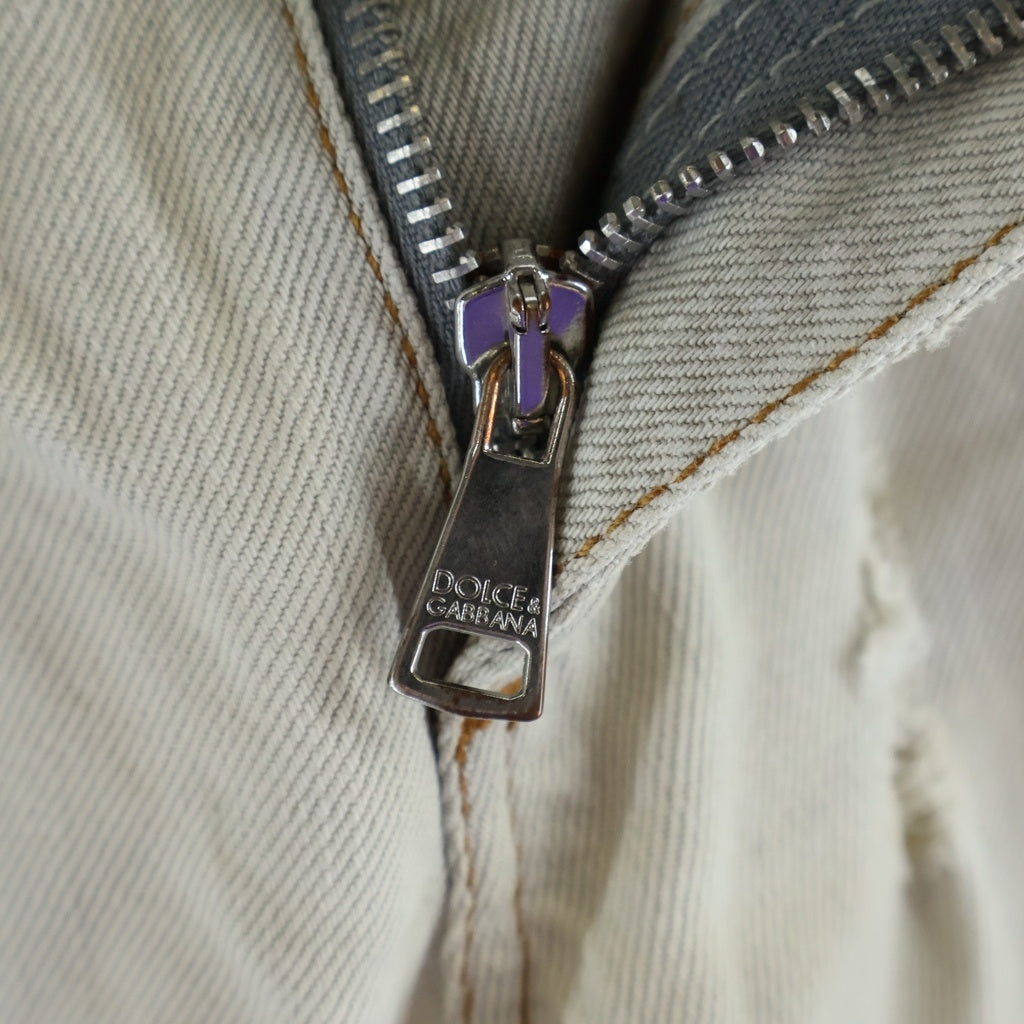 DOLCE & GABBANA(ドルチェアンドガッバーナ) クラッシュ加工デニムパンツ ホワイト GZN9LD G8F70