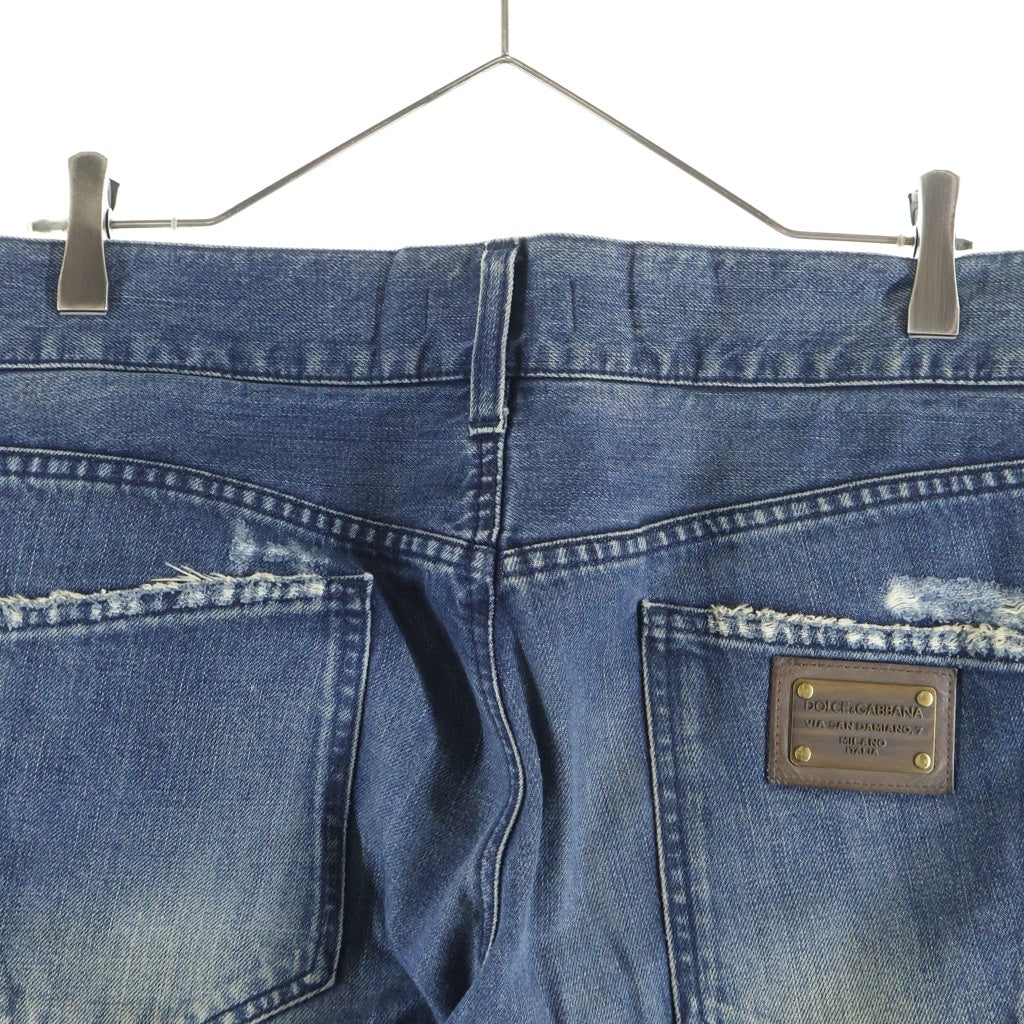 DOLCE & GABBANA(ドルチェアンドガッバーナ) 14CLASSIC ダメージ加工 ストレートデニムパンツ インディゴ G374TP G8H07