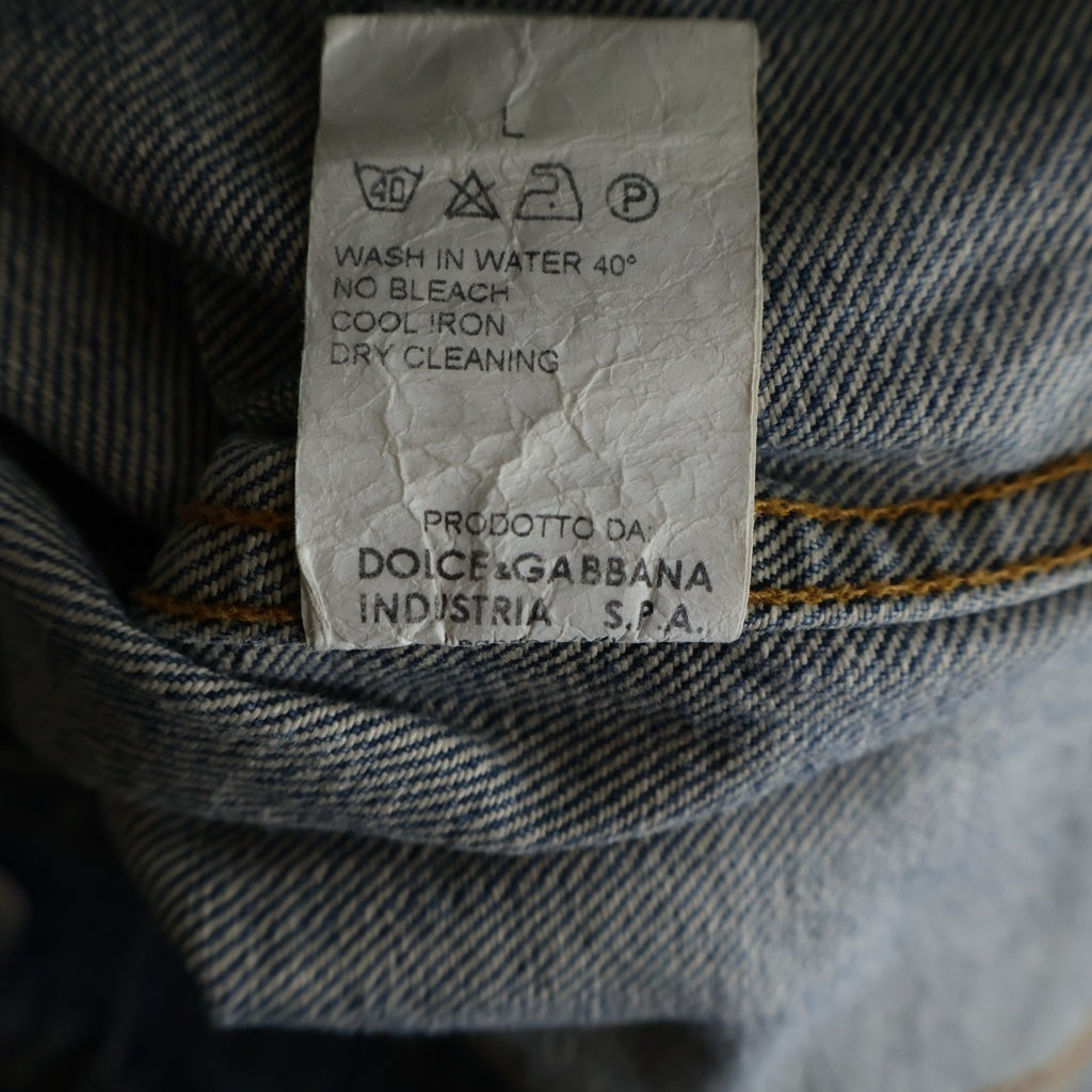DOLCE & GABBANA(ドルチェアンドガッバーナ) ペイント加工 デニムトラッカージャケット ライトインディゴ SP80 9338