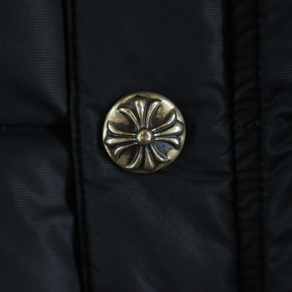 CHROME HEARTS(クロムハーツ) PUFFY WSTRN パフィウエスタン フレアニー ヨークレザー/CHクロスボタン/ダガージップ ダウンベスト ブラック