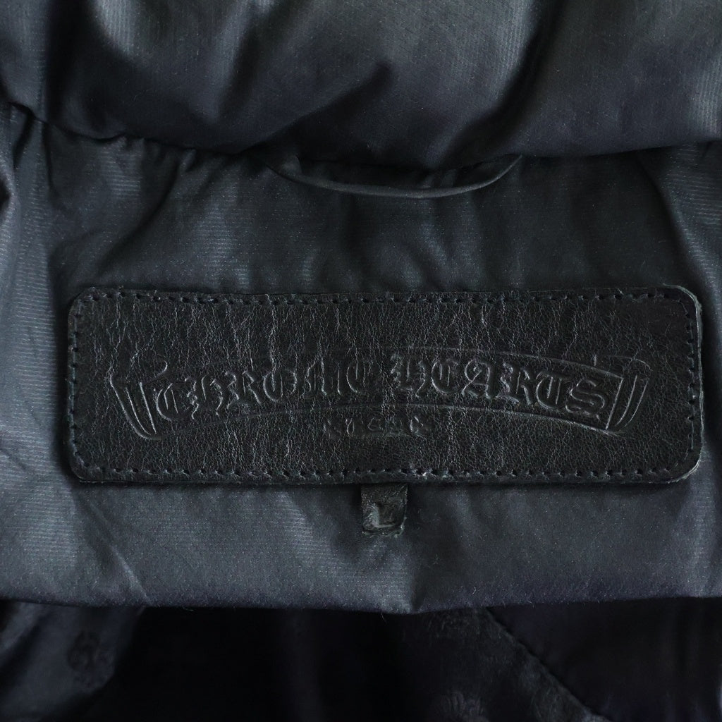 CHROME HEARTS(クロムハーツ) PUFFY WSTRN パフィウエスタン フレアニー ヨークレザー/CHクロスボタン/ダガージップ ダウンベスト ブラック
