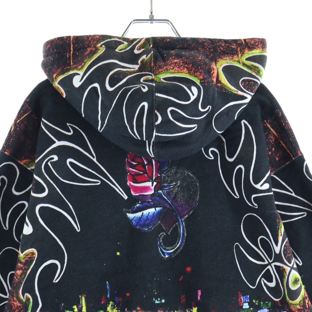 SUPREME(シュプリーム) 22SS East Broadway Hooded Sweatshirt イーストブロードウェイ 総柄ロゴ スウェットプルオーバーパーカー フーディ ブラック