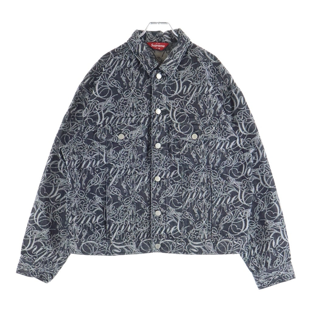 SUPREME(シュプリーム) 22AW Script Jacquard Denim Trucker Jacket スクリプトジャガードロゴ デニムトラックジャケット インディゴ