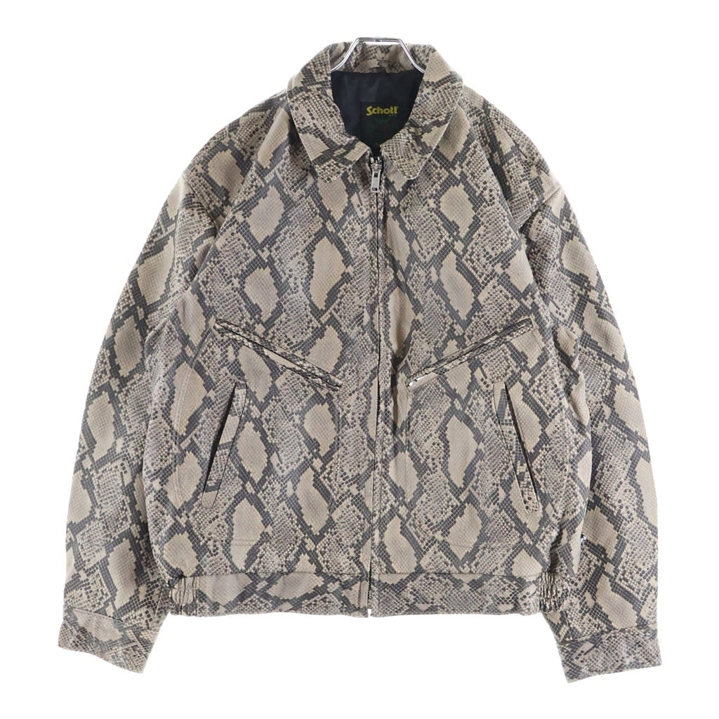 SUPREME(シュプリーム) 21SS ×Schott Leather Work Jacket Snakeskin ショット スネークスキン レザー ワーク ジャケット ベージュ/ブラック