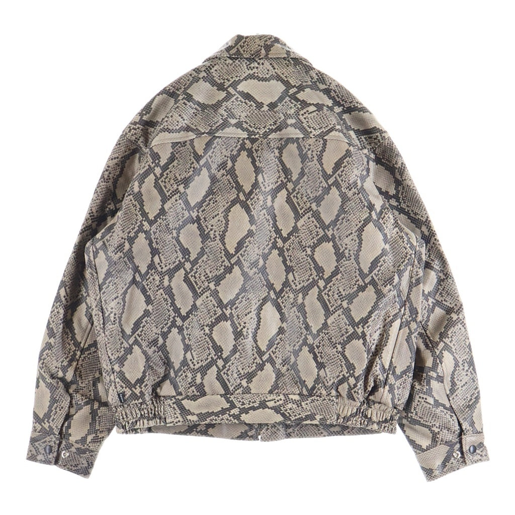 SUPREME(シュプリーム) 21SS ×Schott Leather Work Jacket Snakeskin ショット スネークスキン レザー ワーク ジャケット ベージュ/ブラック