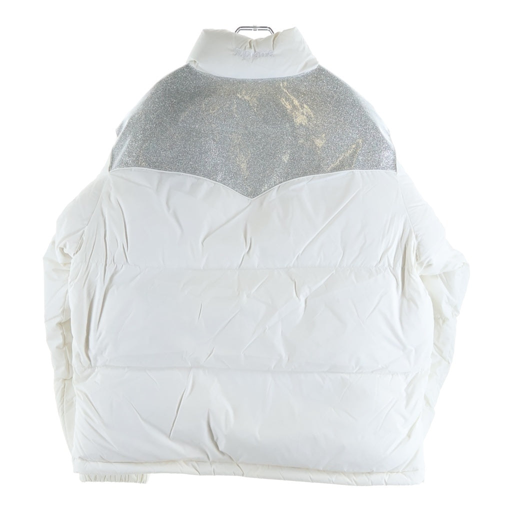 SUPREME(シュプリーム) 22AW Glitter Yoke Down Puffer Jacket グリッターヨーク ダウン パファージャケット ホワイト/シルバー