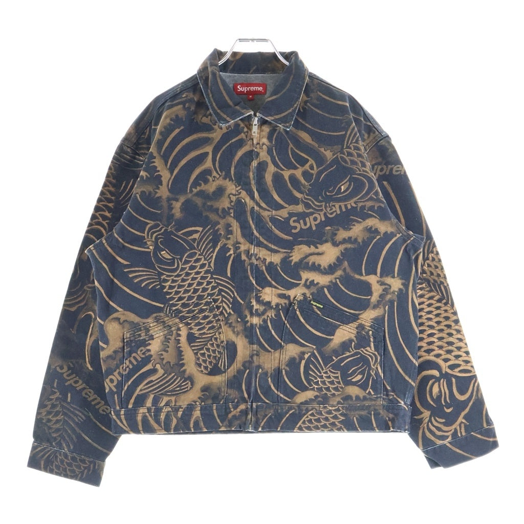 SUPREME(シュプリーム) 20SS Waves Work Jacket 総柄ロゴ ウェーブス ワークジャケット ブラック/ブラウン