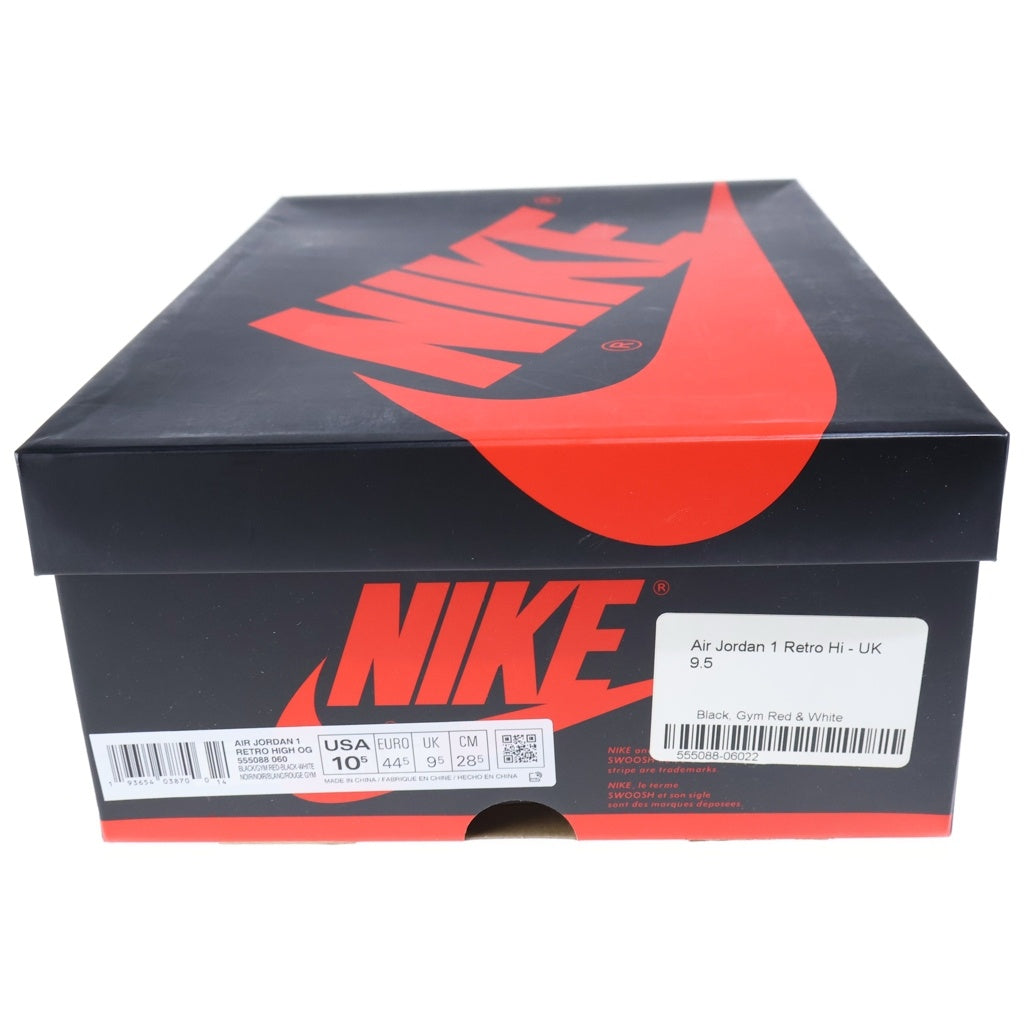 NIKE(ナイキ) AIR JORDAN 1 RETRO HIGH OG BLACK GYM RED 555088-060 エアジョーダン1 レトロ ハイカットスニーカー ブラック US10.5/28.5cm
