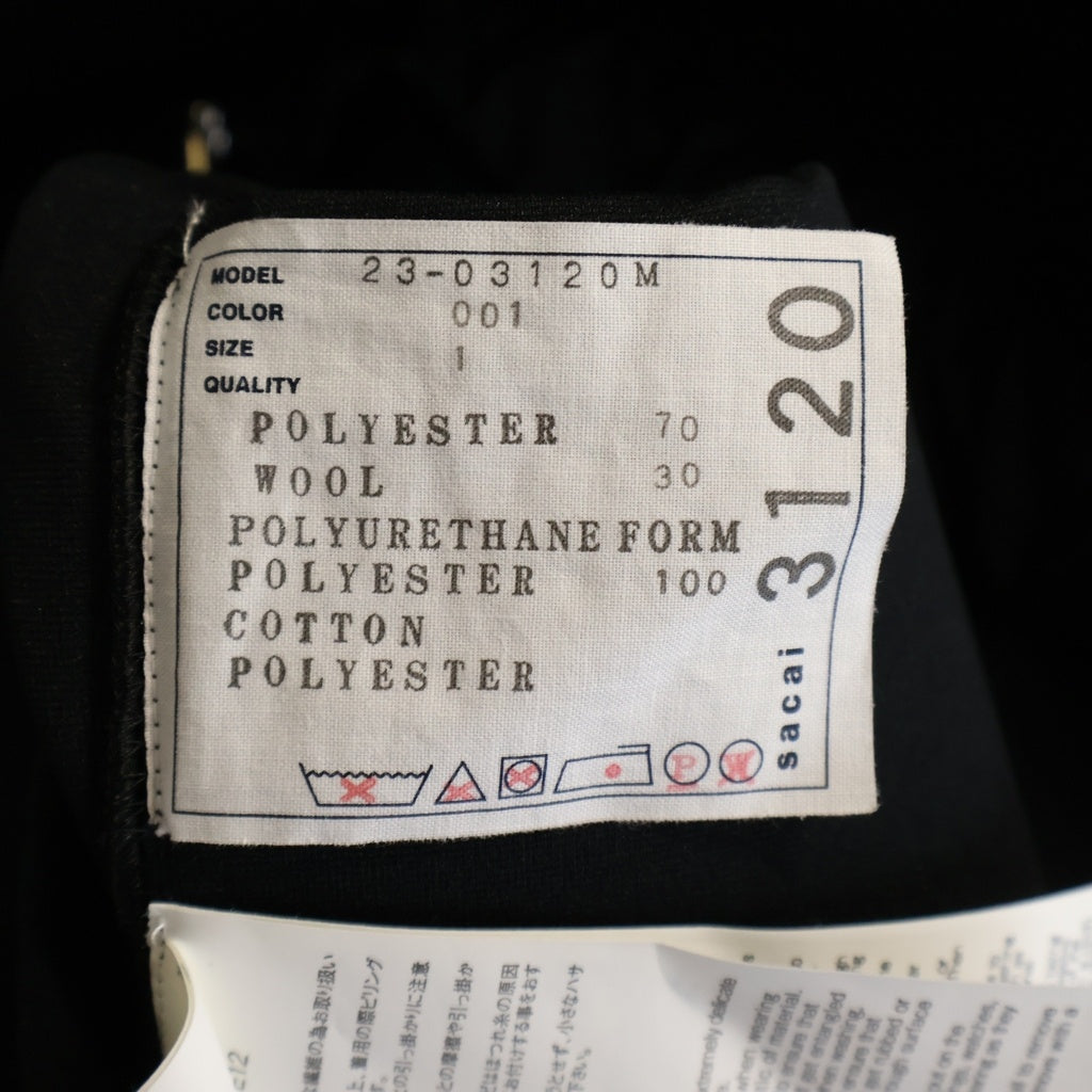 Sacai(サカイ) 23SS Suiting Bonding Pullover スーチングボンディングプルオーバー スウェットシャツ ブラック 23-03120M