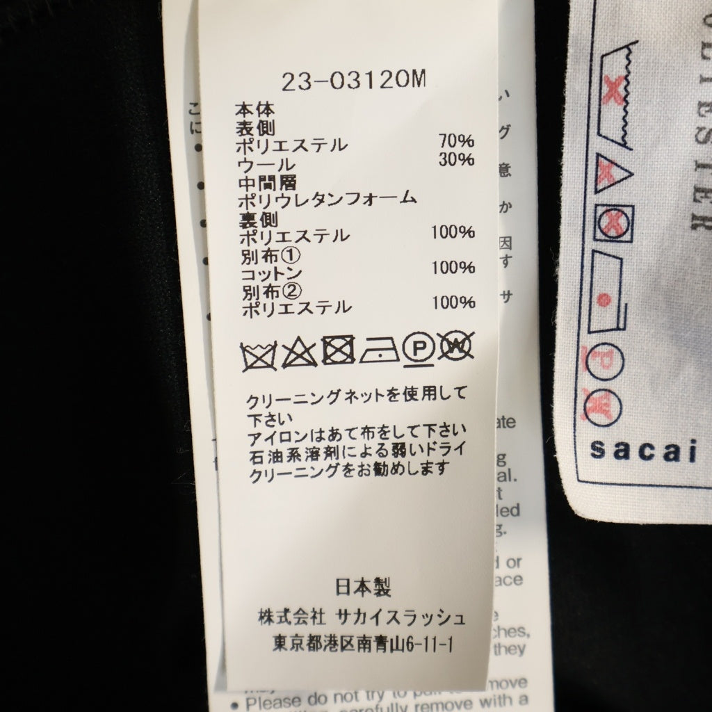 Sacai(サカイ) 23SS Suiting Bonding Pullover スーチングボンディングプルオーバー スウェットシャツ ブラック 23-03120M