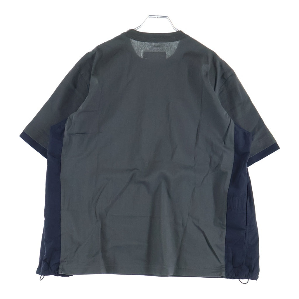 Sacai(サカイ) 24SS Cotton Jersey T-Shirt ドローコード付き ナイロン切替 半袖Tシャツ カットソー カーキ/ブラック 24-03413M
