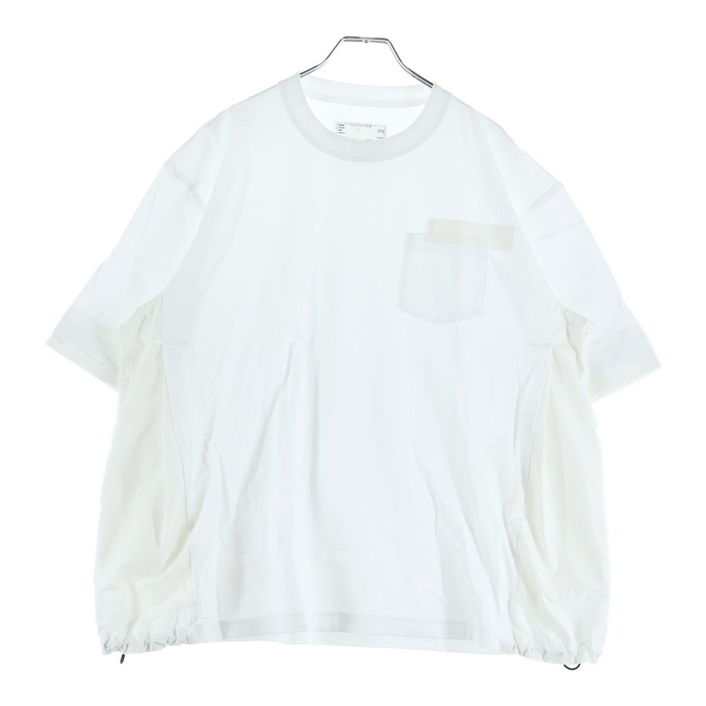 Sacai(サカイ) 24SS Cotton Jersey T-Shirt ドローコード付き ナイロン切替 半袖Tシャツ カットソー ホワイト 24-03413M