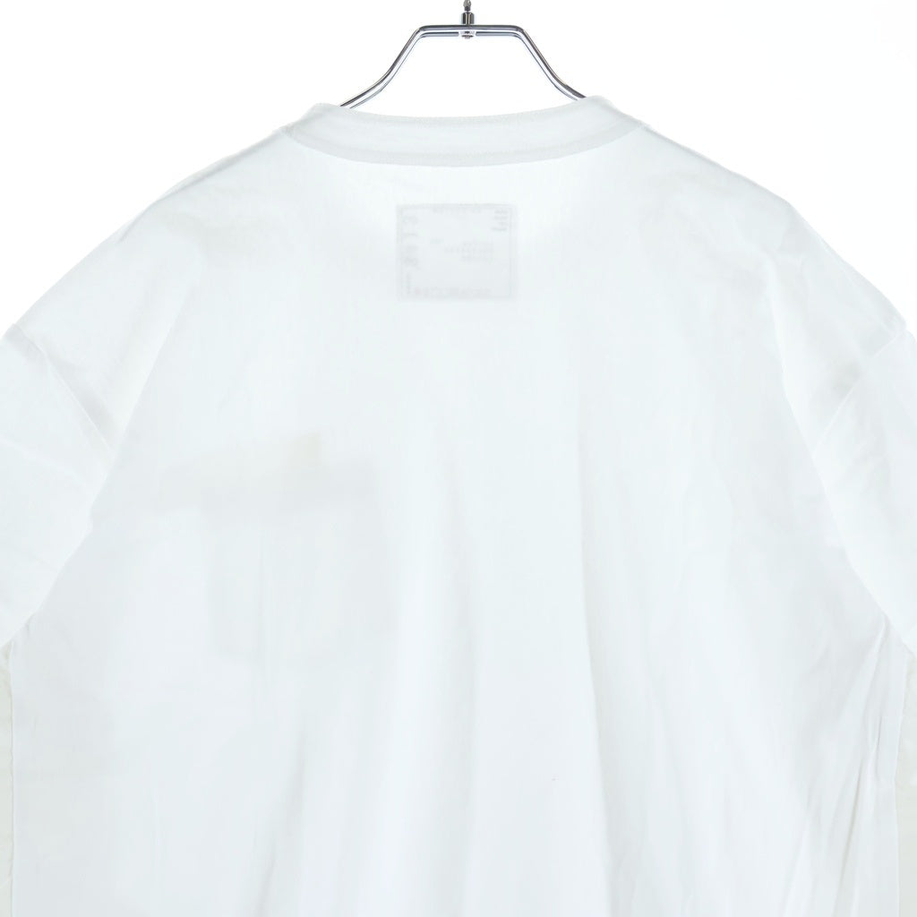 Sacai(サカイ) 24SS Cotton Jersey T-Shirt ドローコード付き ナイロン切替 半袖Tシャツ カットソー ホワイト 24-03413M