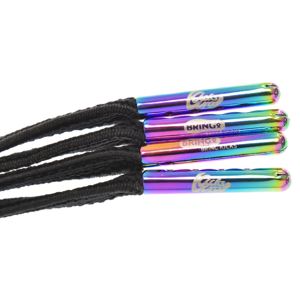 KicksWrap x BRING KICKS(キックスラップxブリングキックス) xBRING KICKS Easy Shoelaces Brown イージーシューレース ブラックxレインボー 160cm