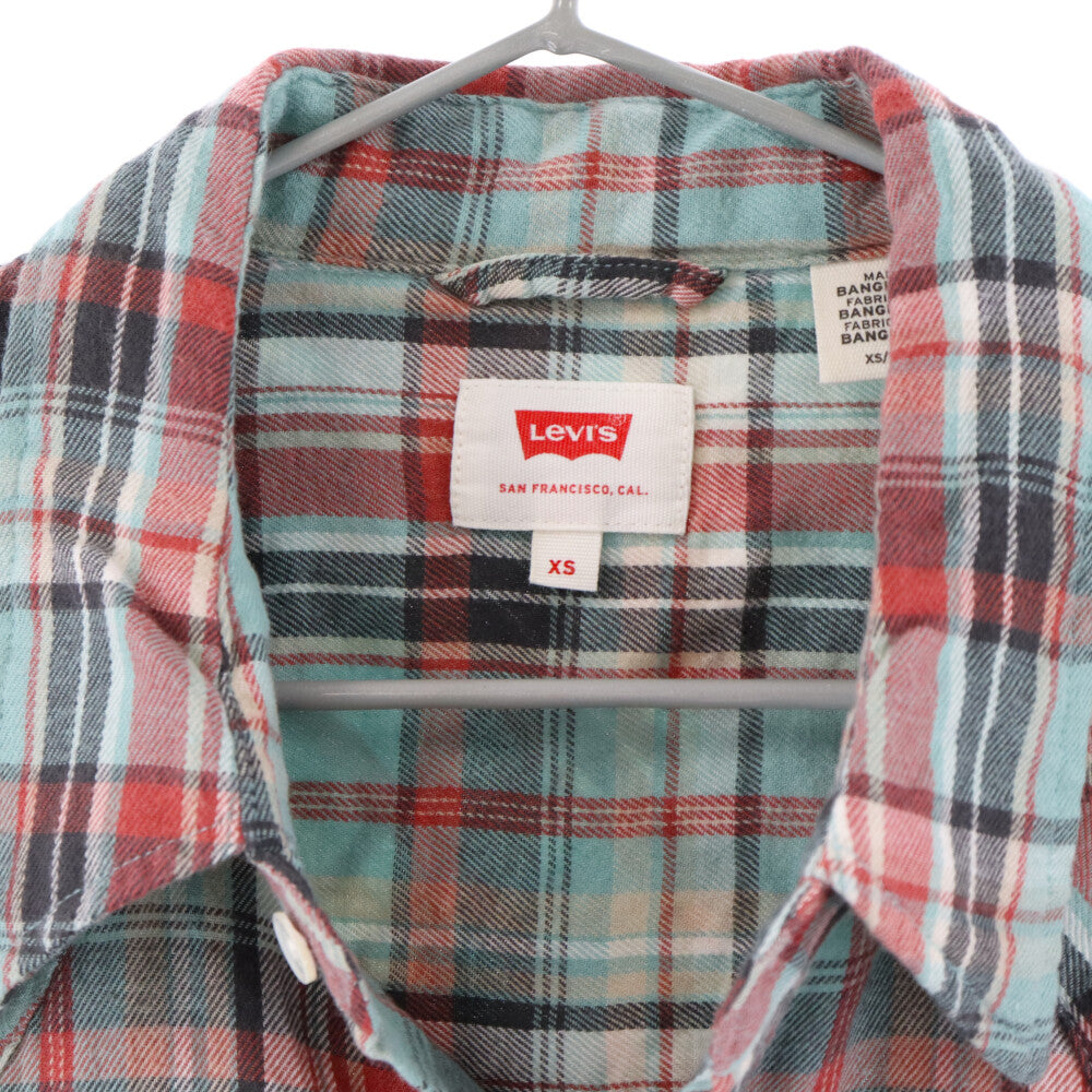 Levi's(リーバイス) バングラデシュ製 コットン チェック長袖 ネルシャツ レッド/グリーン