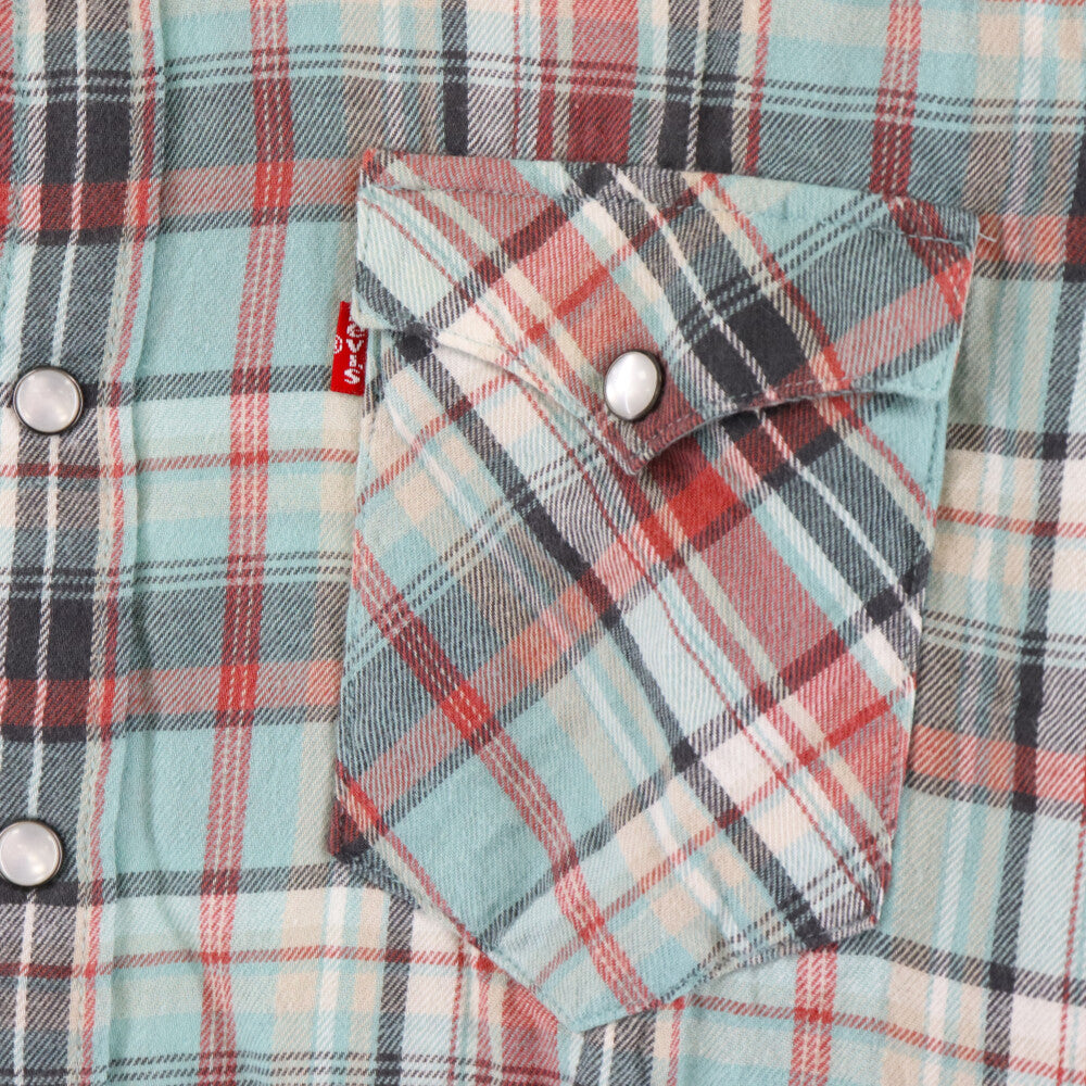 Levi's(リーバイス) バングラデシュ製 コットン チェック長袖 ネルシャツ レッド/グリーン