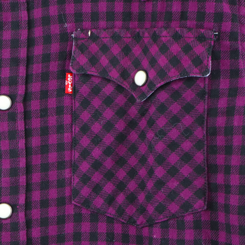 Levi's(リーバイス) バングラデシュ製 コットン チェック長袖 ネルシャツ パープル/ブラック