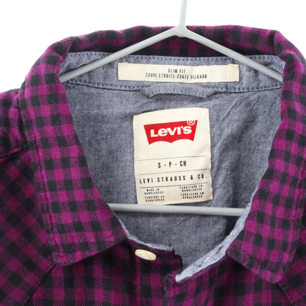 Levi's(リーバイス) バングラデシュ製 コットン チェック長袖 ネルシャツ パープル/ブラック