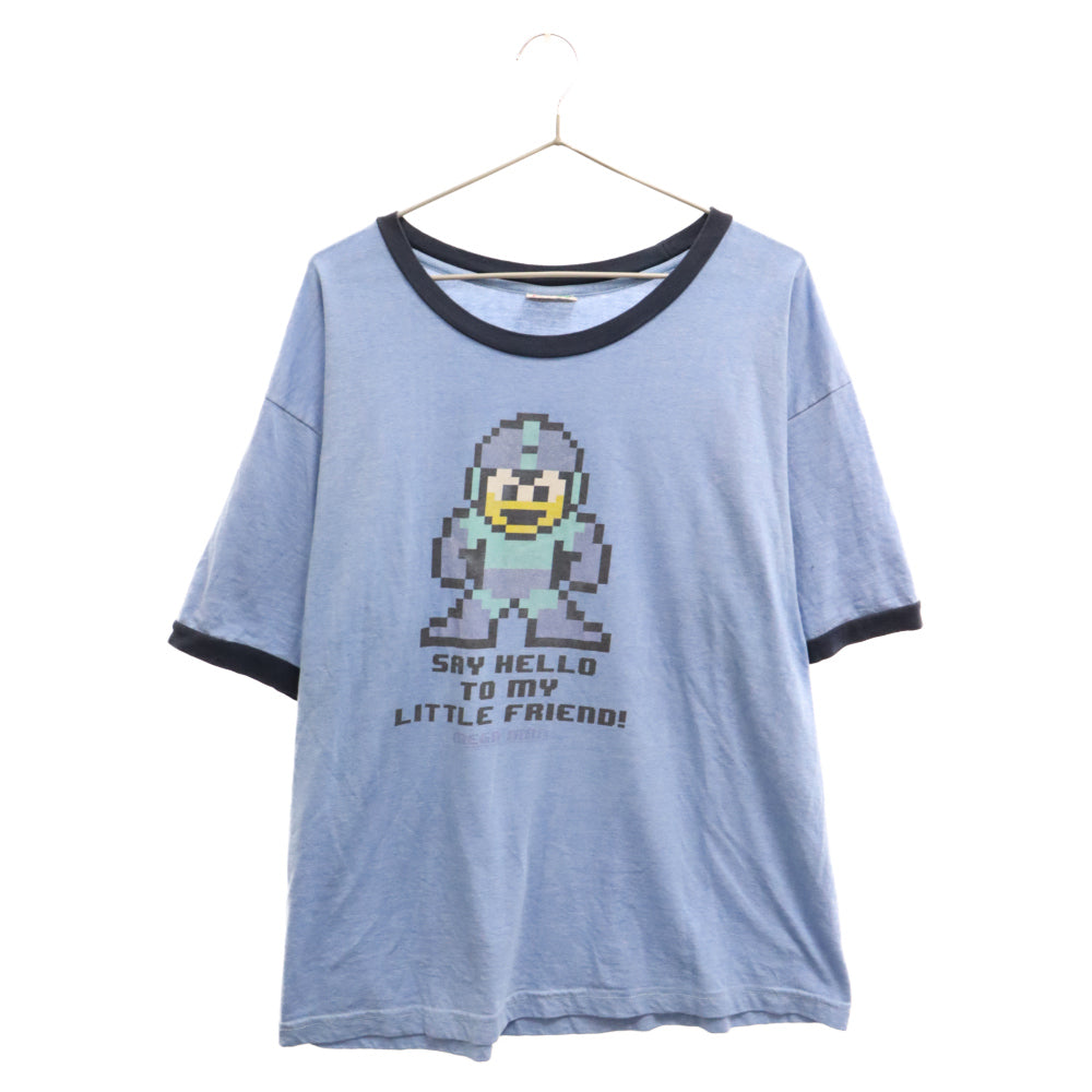 VINTAGE(ヴィンテージ) 90-00S Mega Man ロックマン メガマン プリント 半袖Tシャツ リンガーTシャツ ブルー