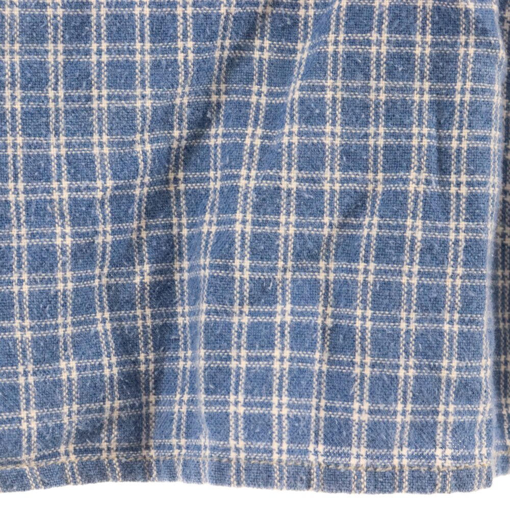 ROUGH AND RUGGED(ラフアンドラゲッド) ボックスチェック ショートカラー 長袖シャツ ブルー/ホワイト