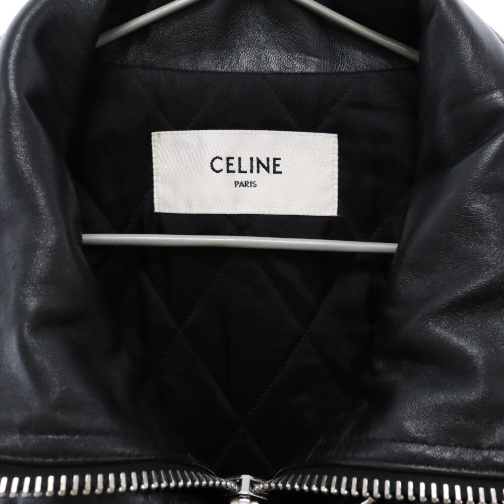 CELINE(セリーヌ) 22AW SLEEVELESS JACKET IN SOFT LAMBSKIN ソフトラムスキン ノースリーブ レザー ジャケット ブラック 2EC49280D