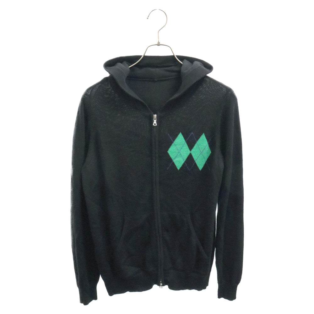 SOPHNET.(ソフネット) 09SS アーガイルデザイン ジップアップ ニットパーカー ブラック SOPH-091072