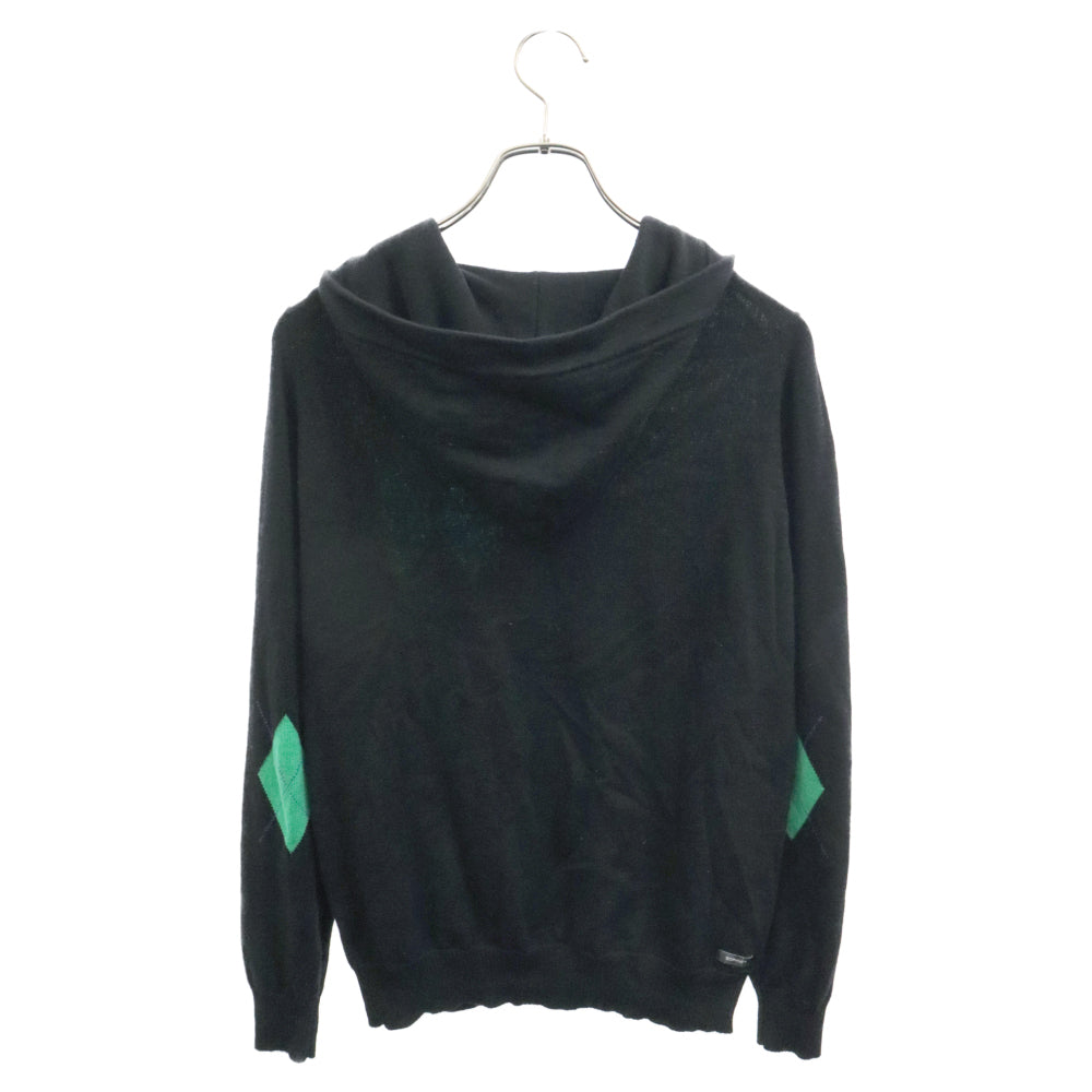 SOPHNET.(ソフネット) 09SS アーガイルデザイン ジップアップ ニットパーカー ブラック SOPH-091072