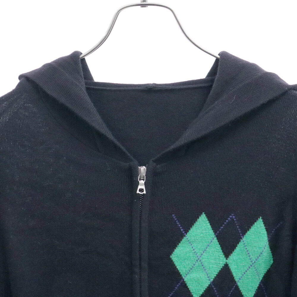 SOPHNET.(ソフネット) 09SS アーガイルデザイン ジップアップ ニットパーカー ブラック SOPH-091072