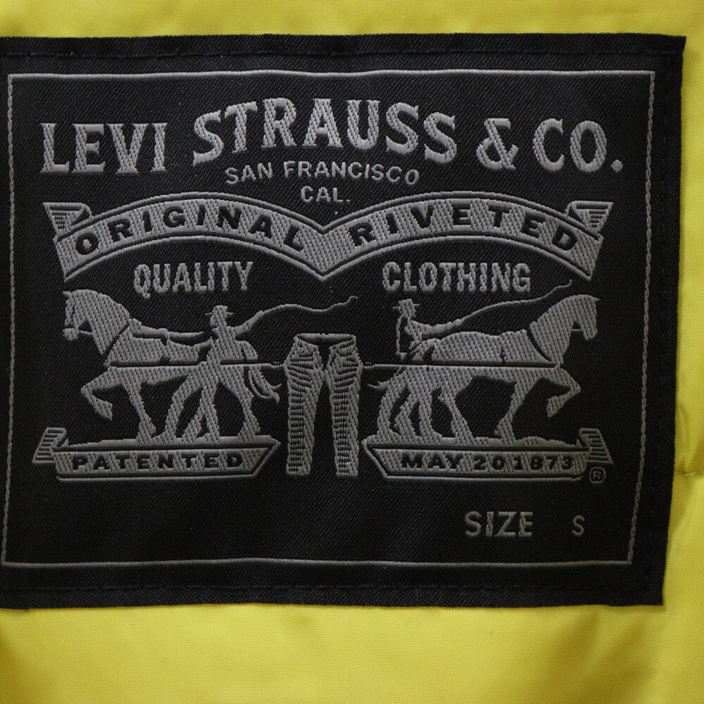 Levi's(リーバイス) ロゴ刺繍裏地ボア付きフード 中綿ナイロンロングコート ジャケット ブラック PC9-A3562-0000