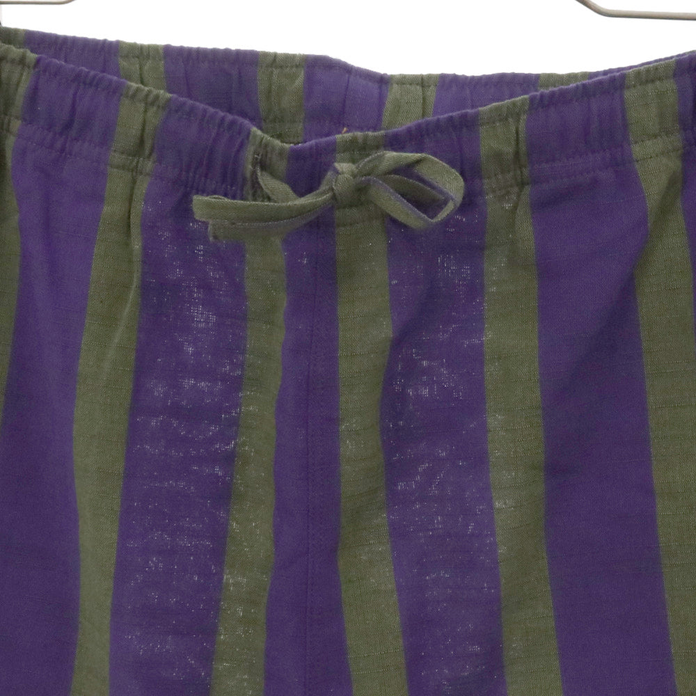 Needles(ニードルス) ND String Easy Shorts Aizu-Tsumugi ストライプ イージーショーツ ショートパンツ 会津紬 パープル/グリーン