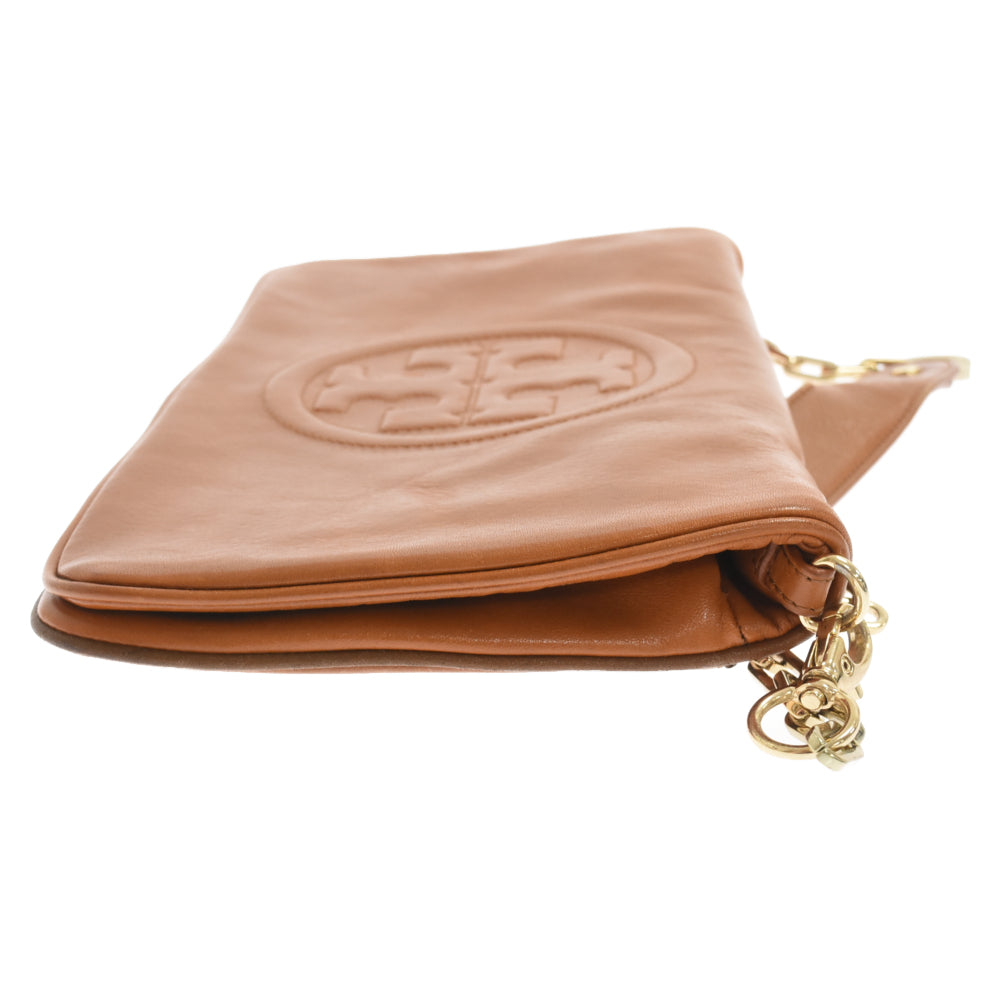 TORY BURCH(トリー バーチ) ロゴ 刺繍 2WAY チェーン レザー ショルダーバッグ ブラウン
