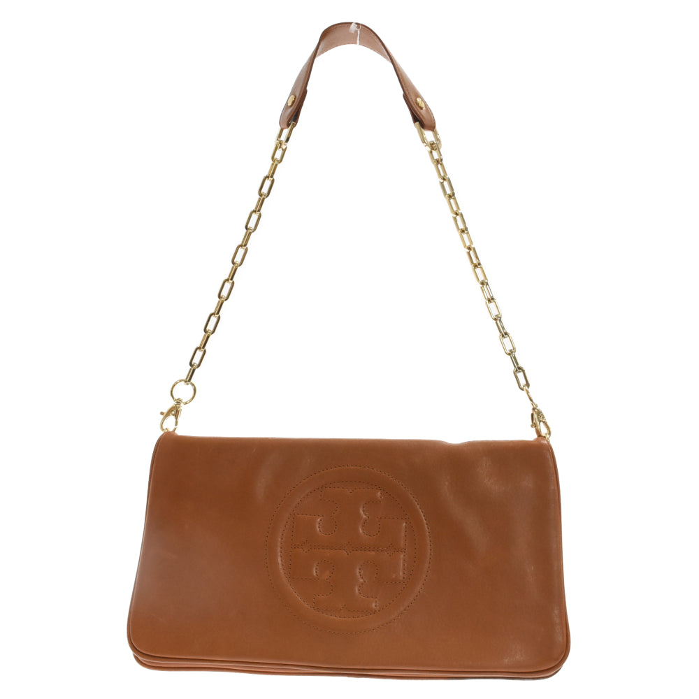 TORY BURCH(トリー バーチ) ロゴ 刺繍 2WAY チェーン レザー ショルダーバッグ ブラウン