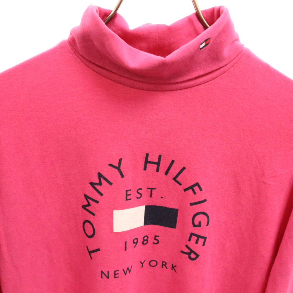 TOMMY HILFIGER(トミーヒルフィガー) フロント ロゴ プリント 長袖 タートルネック ニットセーター ピンク THLA283 レディース
