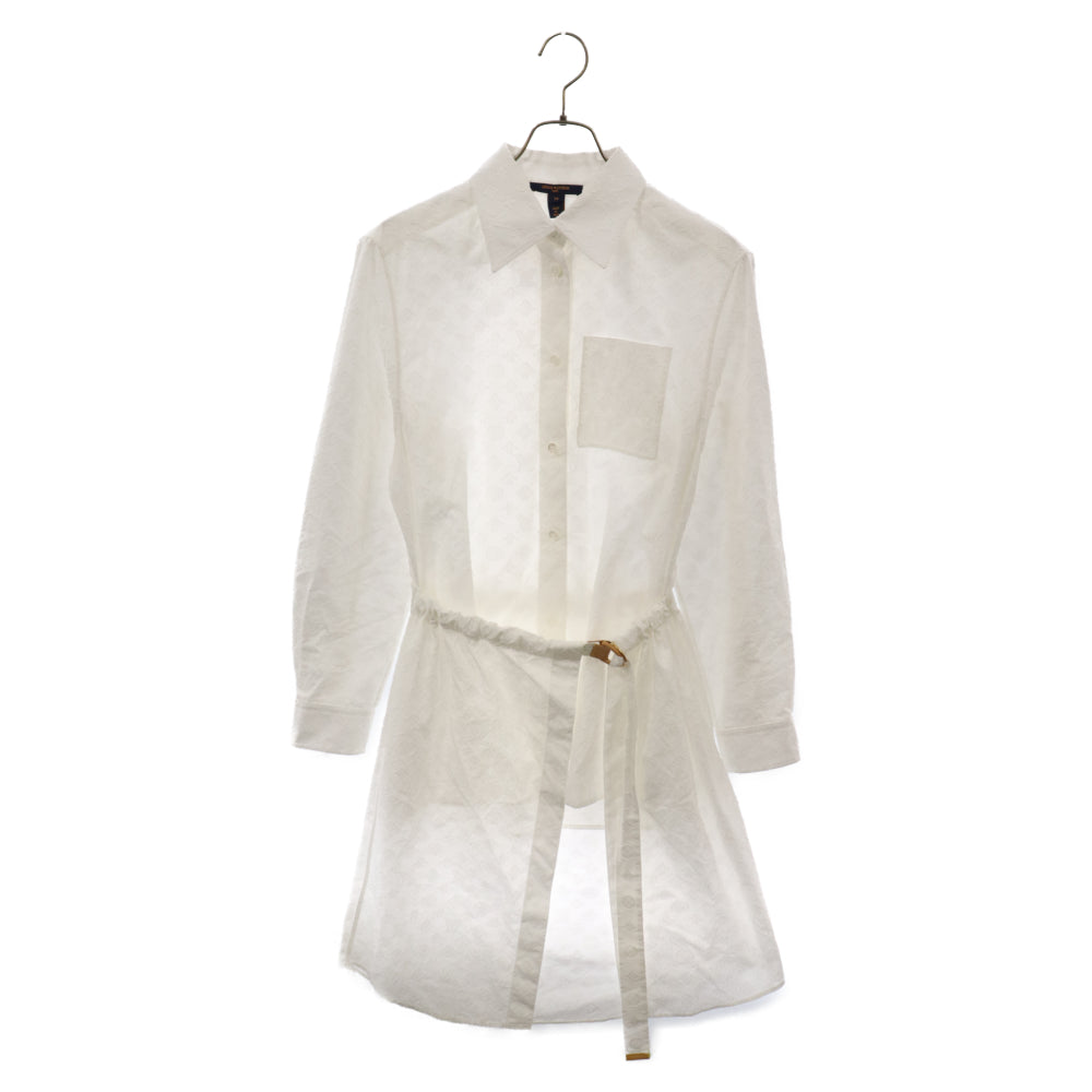 LOUIS VUITTON(ルイヴィトン) 22AW モノグラム ジャガード コットン 長袖シャツ ドレス ワンピース ホワイト レディース RM222W AQV FNDR40