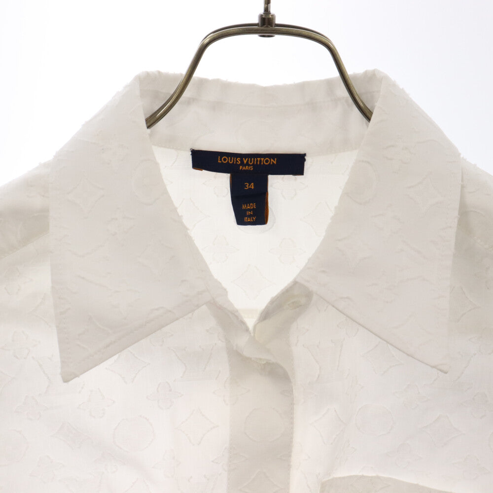 LOUIS VUITTON(ルイヴィトン) 22AW モノグラム ジャガード コットン 長袖シャツ ドレス ワンピース ホワイト レディース RM222W AQV FNDR40