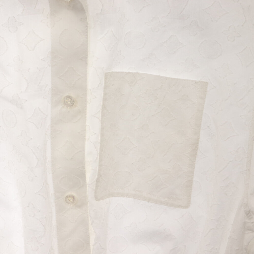 LOUIS VUITTON(ルイヴィトン) 22AW モノグラム ジャガード コットン 長袖シャツ ドレス ワンピース ホワイト レディース RM222W AQV FNDR40