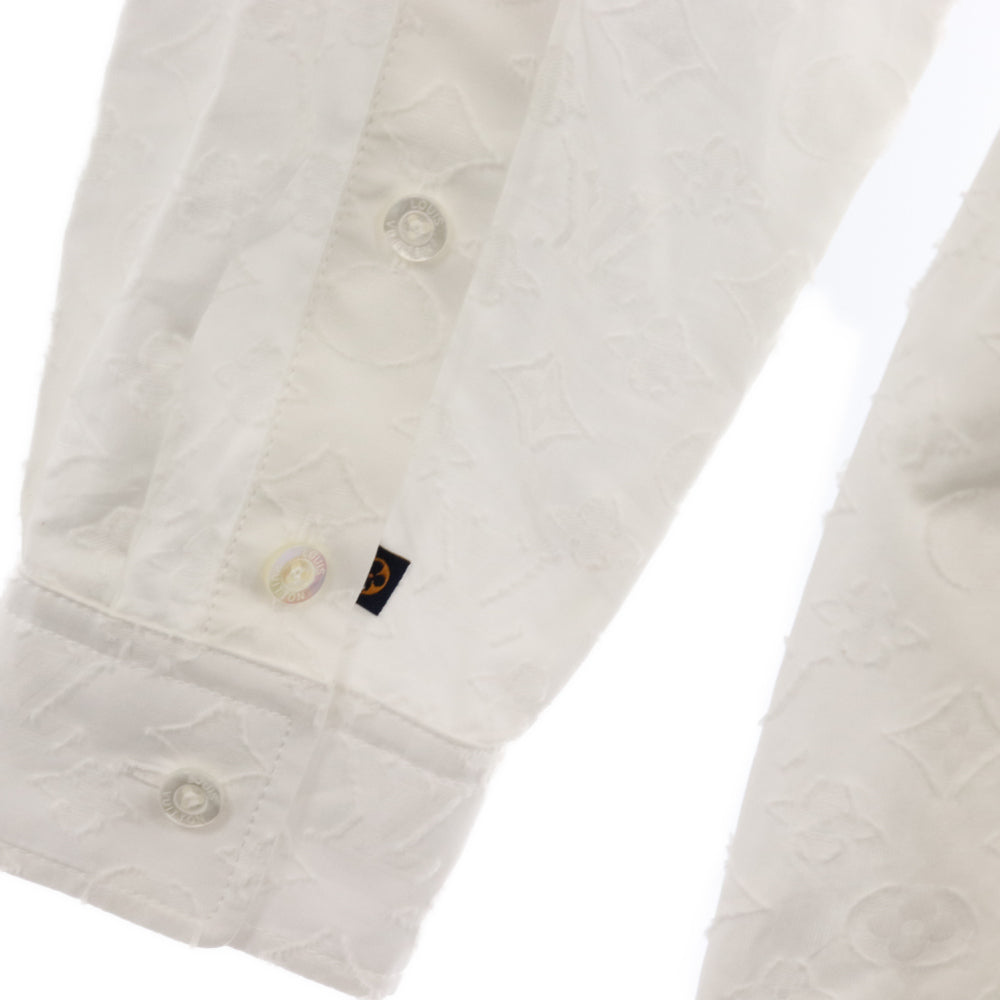LOUIS VUITTON(ルイヴィトン) 22AW モノグラム ジャガード コットン 長袖シャツ ドレス ワンピース ホワイト レディース RM222W AQV FNDR40