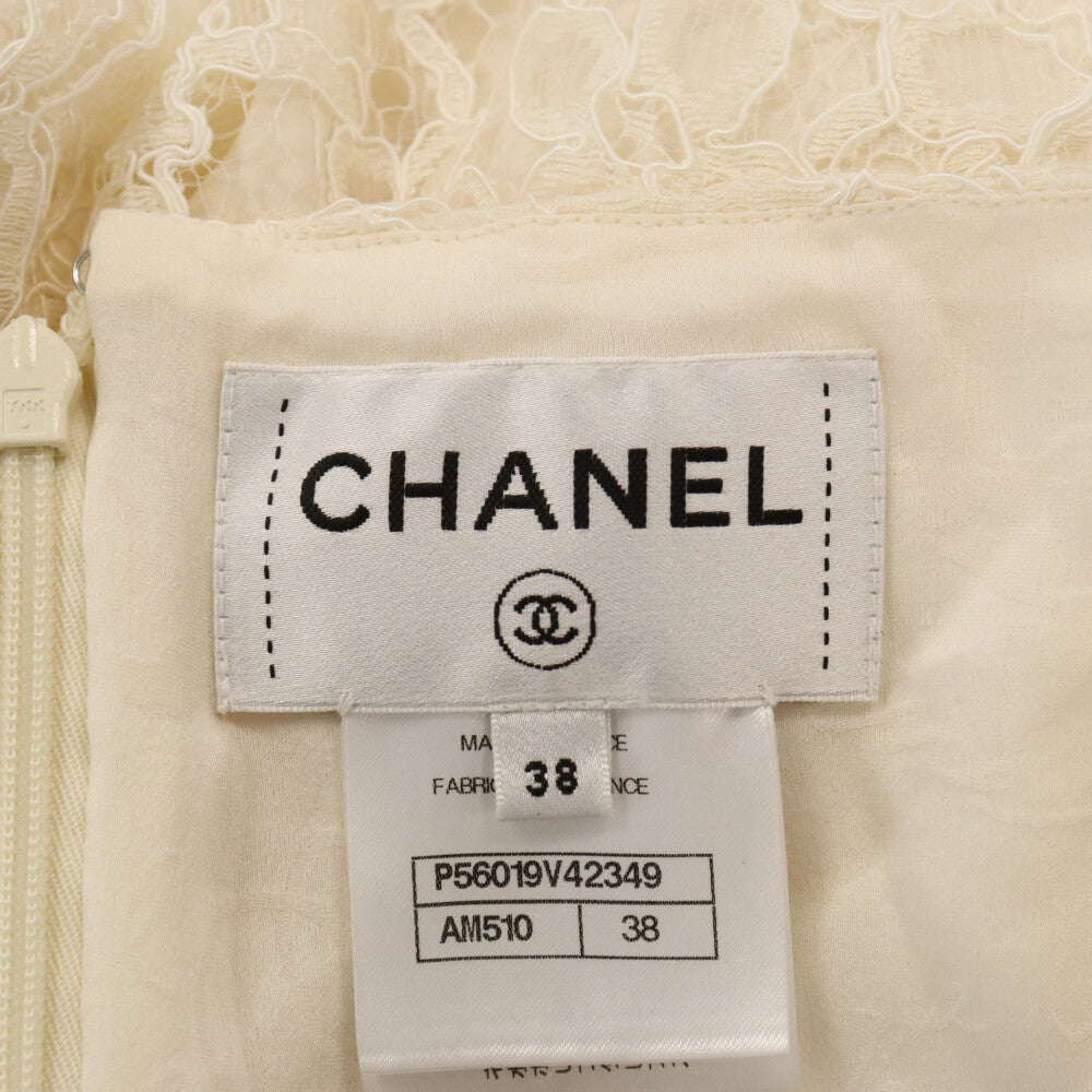 CHANEL(シャネル) フラワー刺繍デザイン 総柄レース シースルーワンピース オフホワイト P56019V42349 レディース