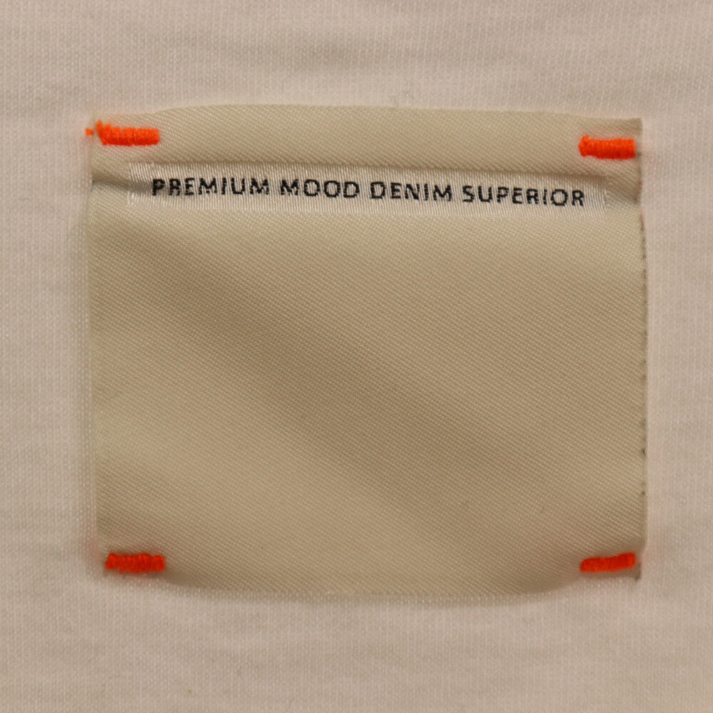P.M.D.S.(ピーエムディーエス) フロントロゴプリント クルーネック長袖Tシャツ カットソー ホワイト