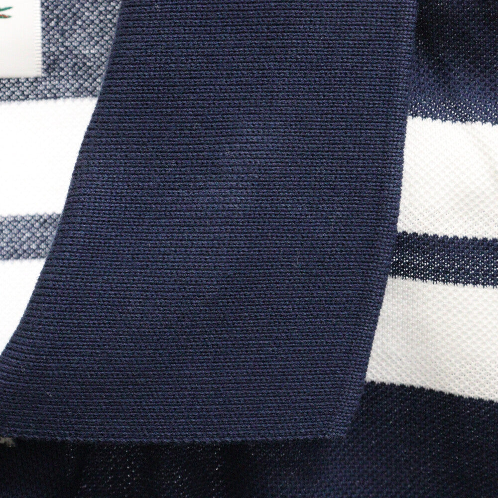LACOSTE(ラコステ) ワニ 刺繍 ボーダー 鹿の子 半袖ポロシャツ ネイビー/ホワイト PH3910