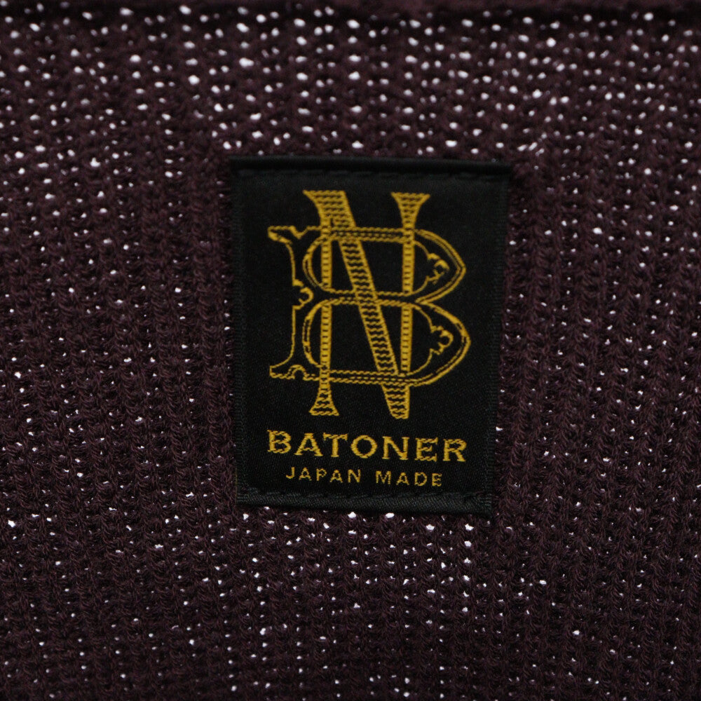 BATONER(バトナ―) リブ ニット ショールカラー カーディガン ワインレッド BN-17FM-004