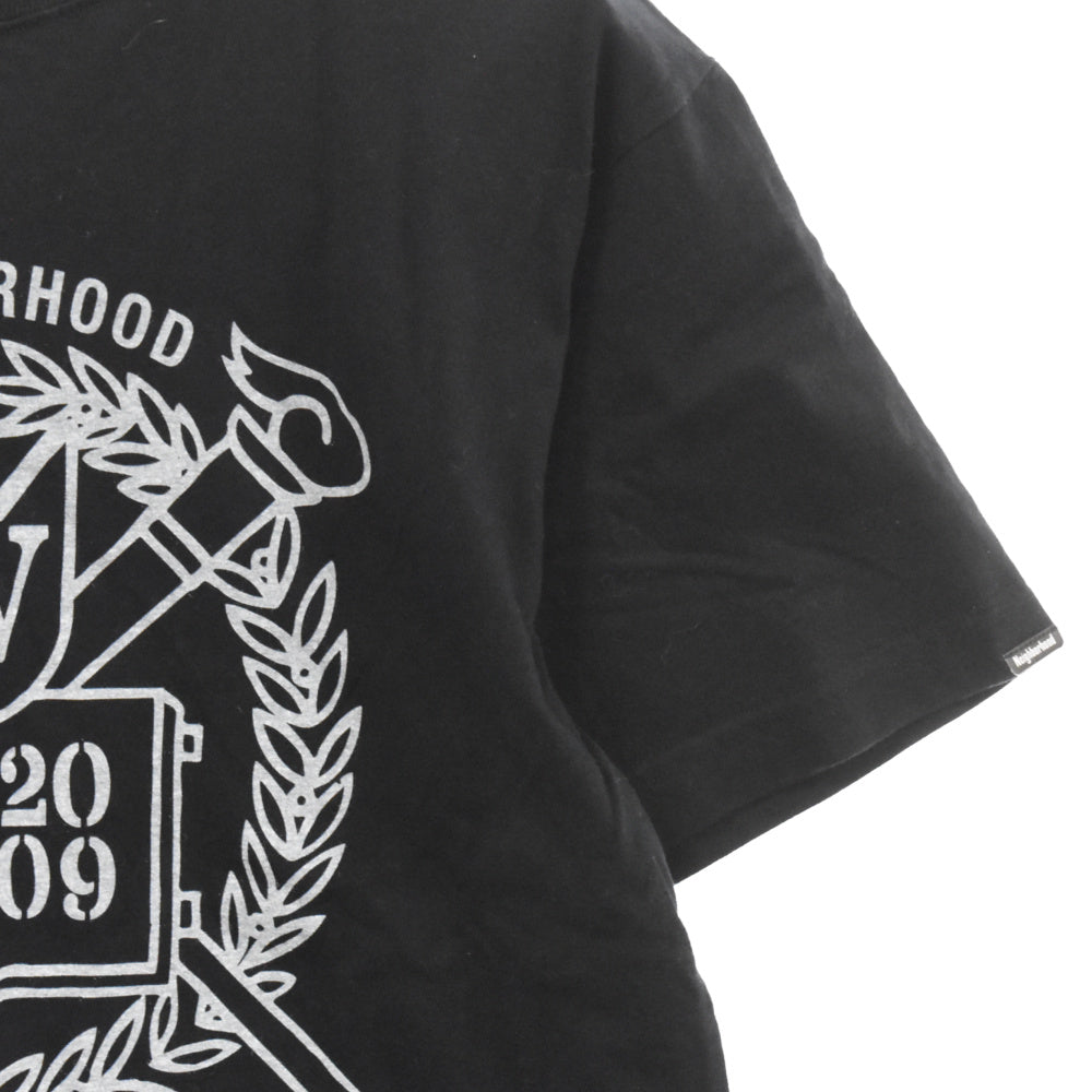 NEIGHBORHOOD(ネイバーフッド) エンブレム ロゴプリント クルーネック 半袖カットソー Tシャツ ブラック
