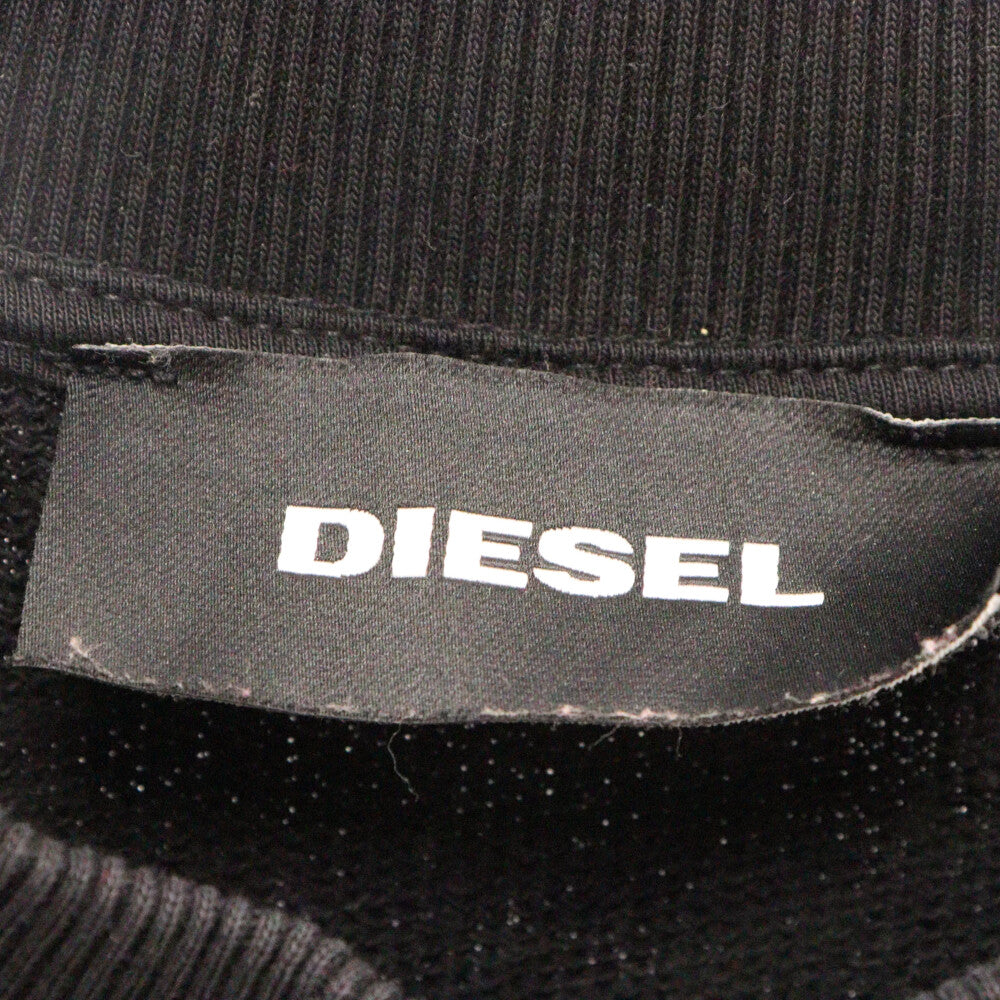 DIESEL(ディーゼル) フロント ラバー バーコード デザイン 半袖 スウェット トレーナー ブラック A00515-S-COOLING-X10