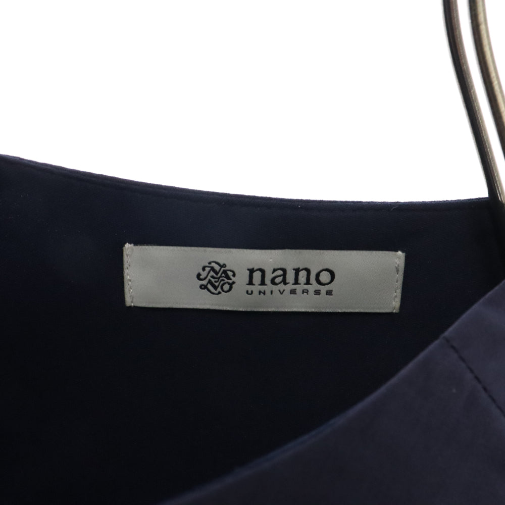nano universe(ナノユニバース) ウエスト切替 ギャザープリーツ 半袖 ロングワンピース ネイビー NL81OP3056EF レディース