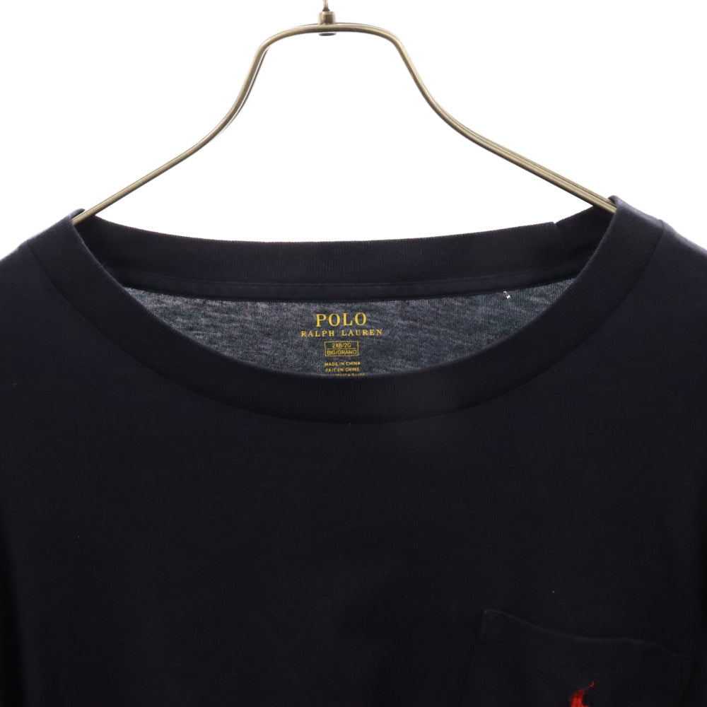 POLO RALPH LAUREN(ポロラルフローレン) ホース刺繍 ポケット コットン ロングスリーブ 長袖Tシャツ ネイビー