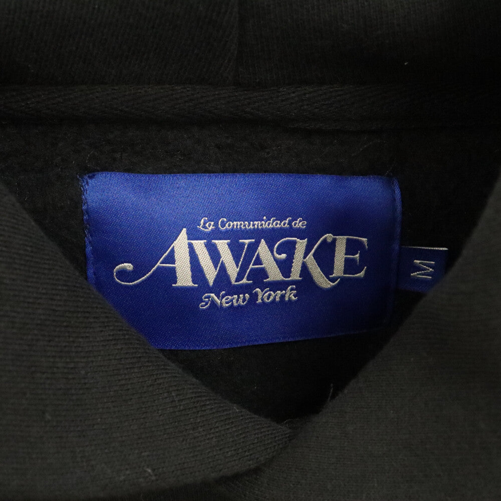 AWAKE NY(アウェイク ニューヨーク) ×PEANUTS PRINTED HOOD スヌーピー グラフィックプリントプルオーバーパーカー ブラック