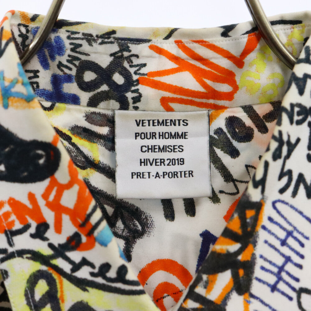 VETEMENTS(ヴェトモン) 19SS OVERSIZED GRAFFITI COTTON SHIRT オーバーサイズ グラフィック コットン ロングスリーブ 長袖 シャツ マルチ MAH 19SH204