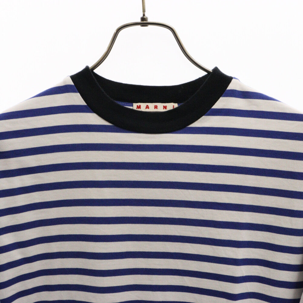 MARNI(マルニ) ボーダー サイド ポケット 半袖Tシャツカットソー ブルー/ホワイト HUMU0229X0 UTC146