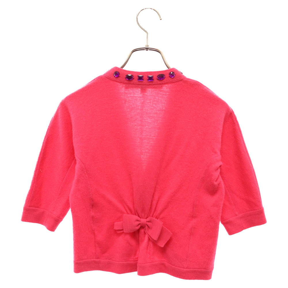 MARC BY MARC JACOBS(マーク バイ マーク ジェイコブス) ショート丈 ビジューデザイン ウールカーディガン ピンク レディース