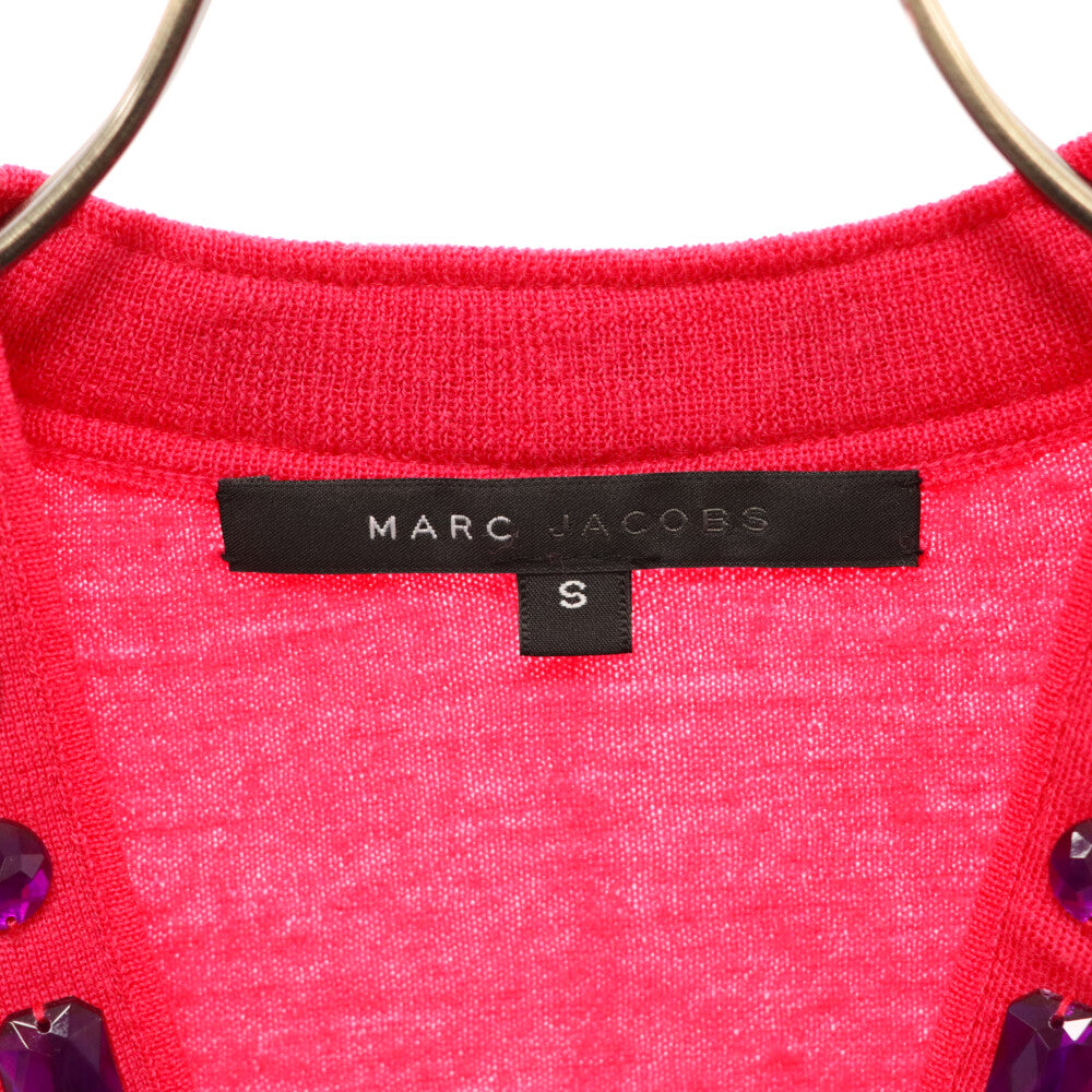 MARC BY MARC JACOBS(マーク バイ マーク ジェイコブス) ショート丈 ビジューデザイン ウールカーディガン ピンク レディース